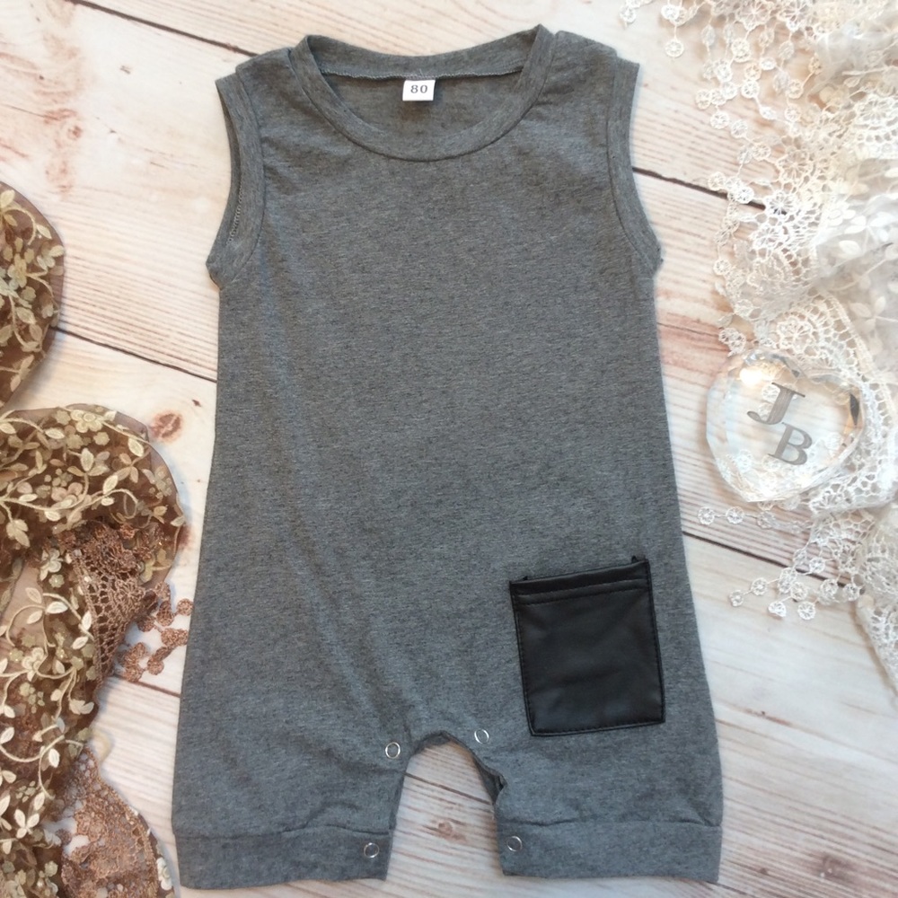 Baby Boys Gray Romper